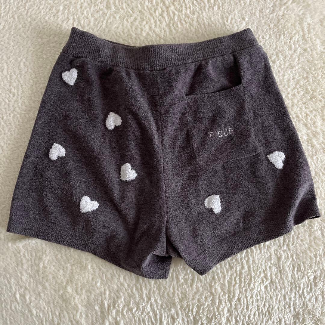 ジェラピケ　パジャマ　ルームウェア　グレー　ハート　半袖　半パン