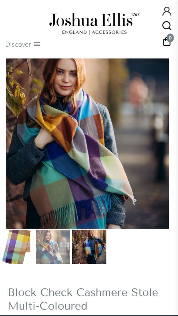 Joshua Ellis カシミヤ ストール マルチカラー