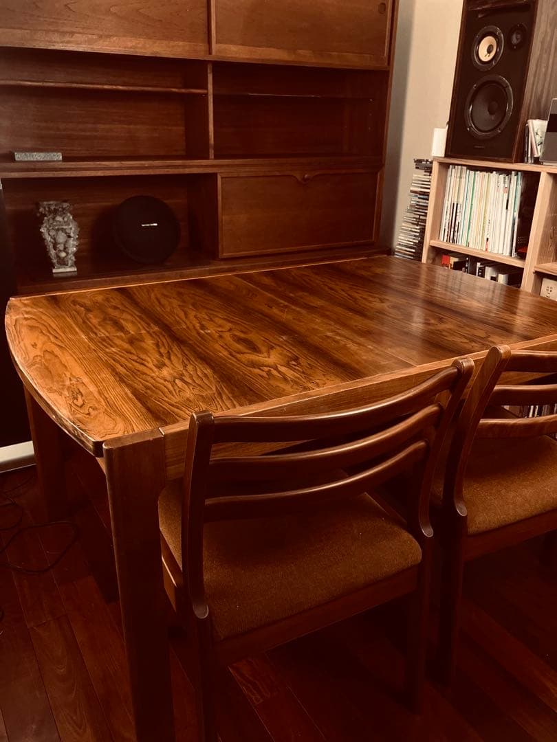 【希少】天童木工 ブラジリアンローズウッド エクステンションテーブル　5点セット