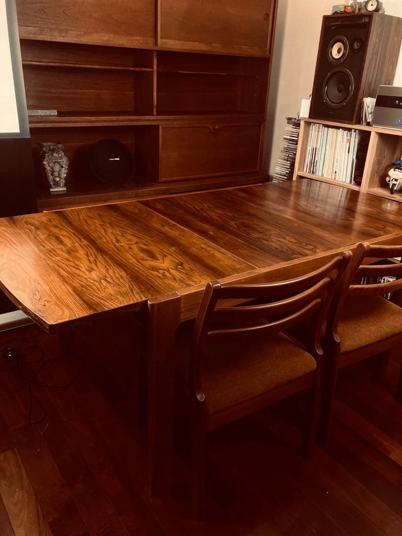 【希少】天童木工 ブラジリアンローズウッド エクステンションテーブル　5点セット