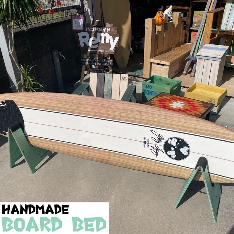 NEW ハンドメイド　ボードベッド イエロー　サーフボードスタンド