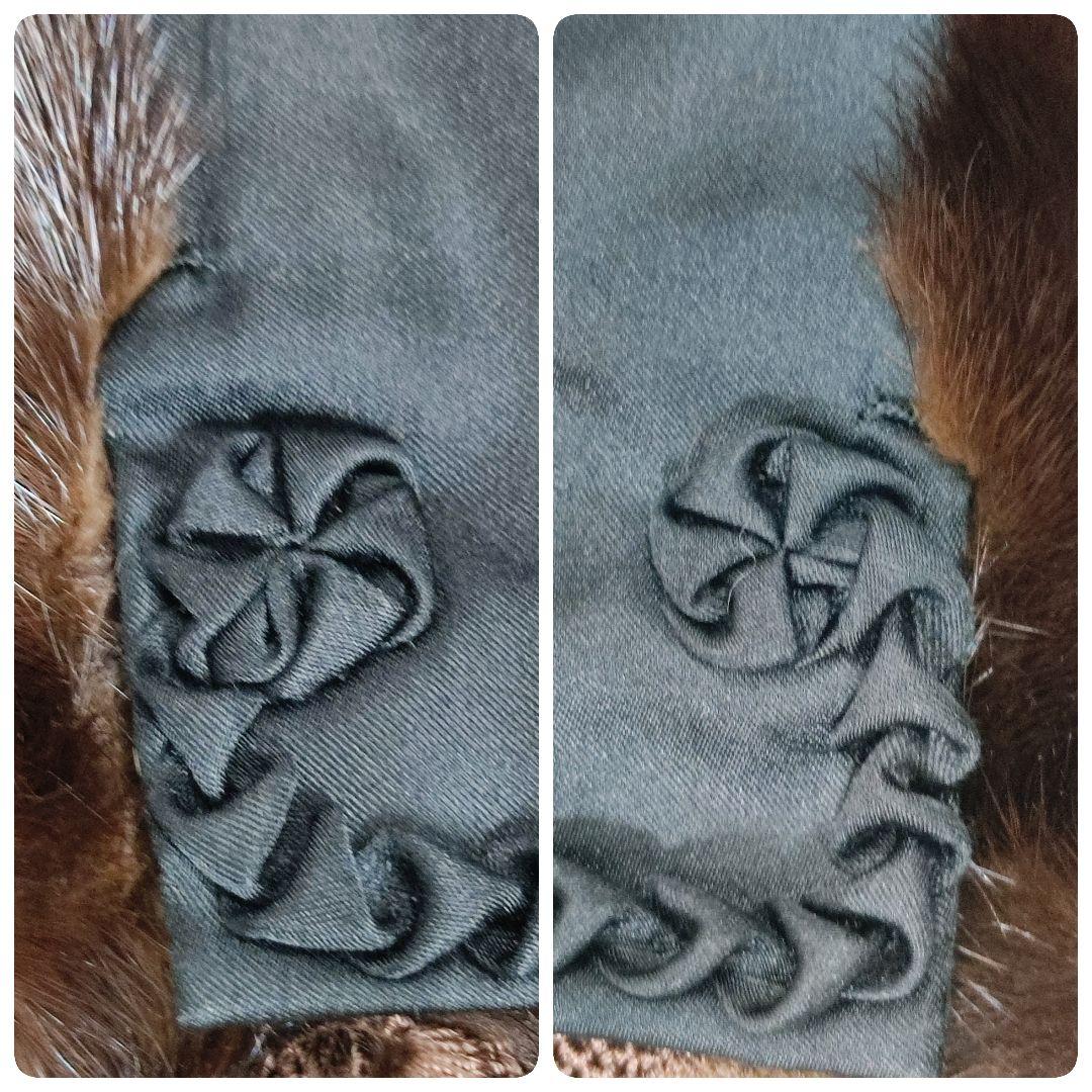 美品　毛皮　ファーショール　ミンク　大判　ダークブラウン　フック掛け　ポケット有