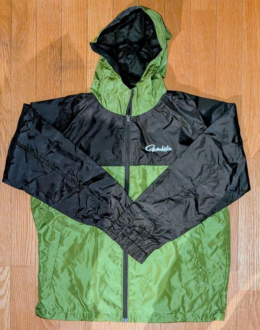 非売品 がまかつ ウィンドブレーカー パーカー ブラック×グリーン L