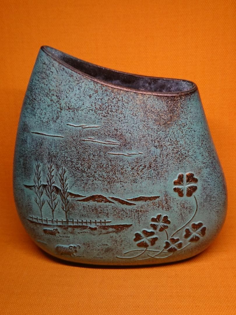 花器　花入　花瓶　銅製　オブジェ　置物　インテリア　工芸品　美術品　A2837