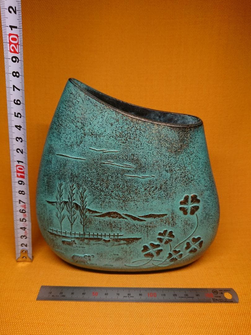 花器　花入　花瓶　銅製　オブジェ　置物　インテリア　工芸品　美術品　A2837
