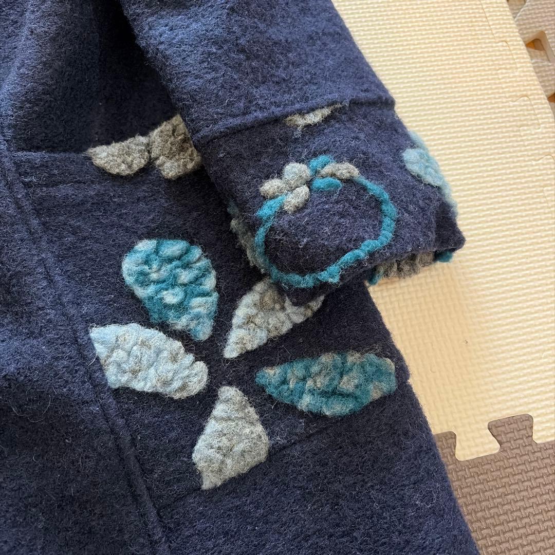 イタリア製　ウール混紡　花柄ロングコート