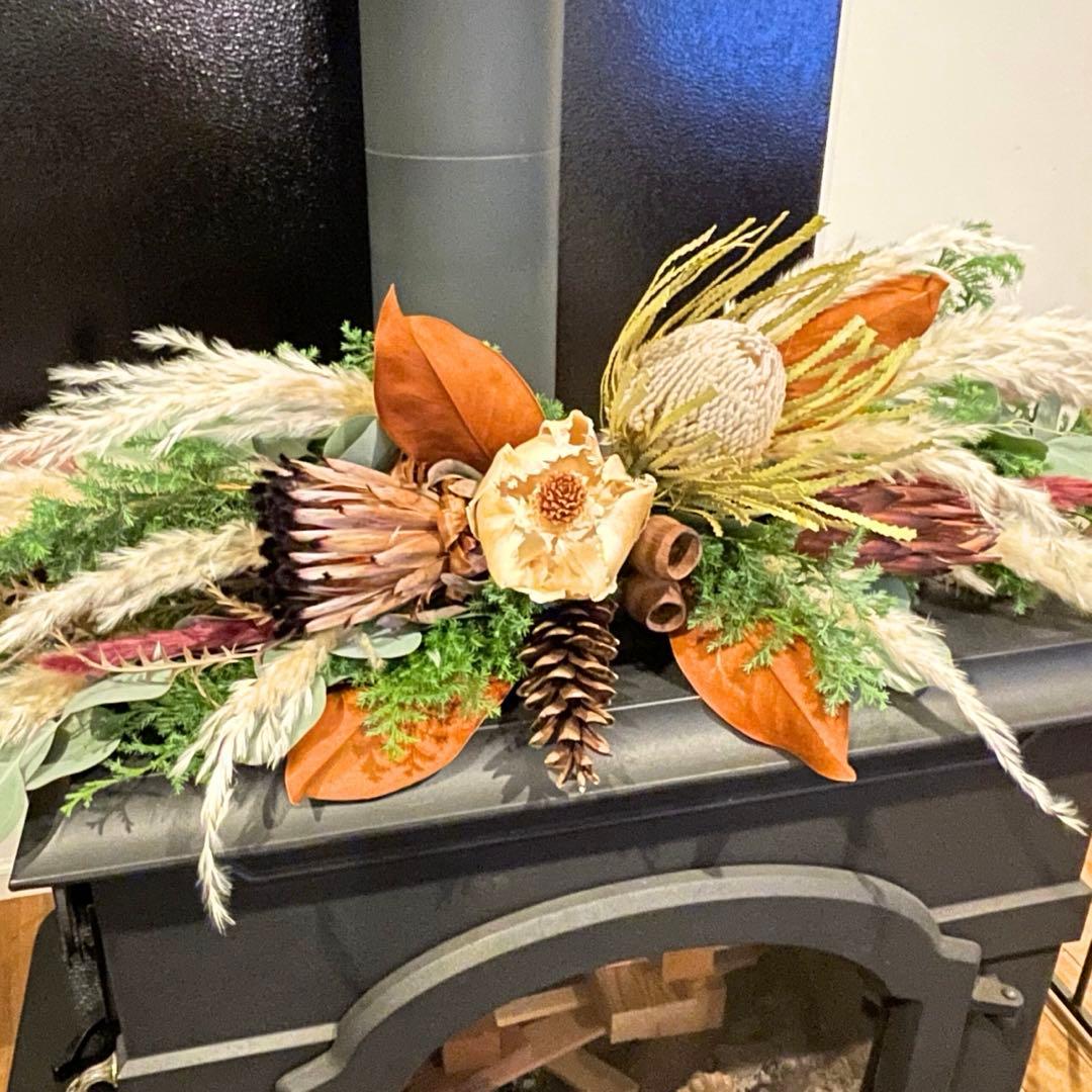 特大 ネイティブフラワー横長スワッグ ドライフラワー クリスマス