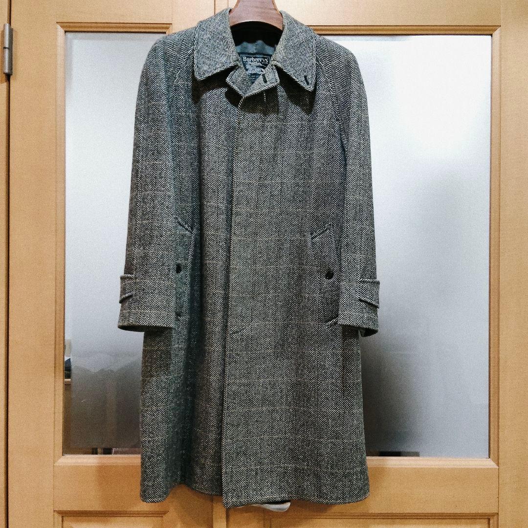 美品 バーバリー アルパカ混 モヘア ヘリンボーン コート