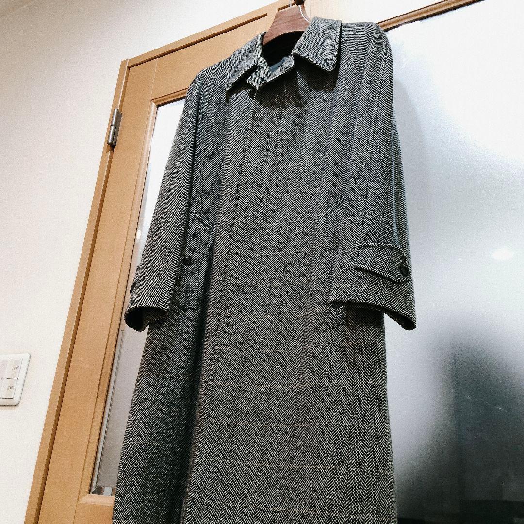 美品 バーバリー アルパカ混 モヘア ヘリンボーン コート