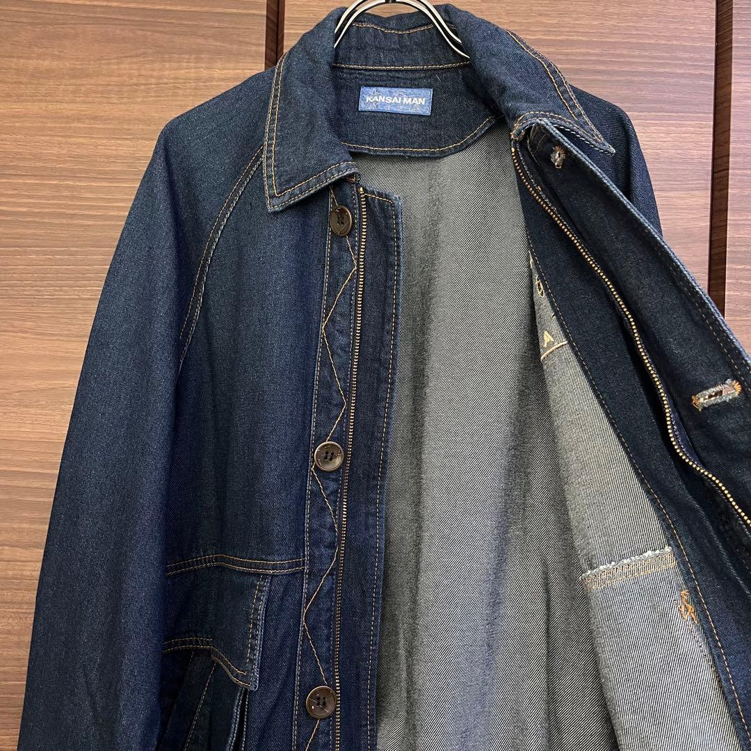 KANSAI MAN デニム セットアップ 刺繍 漢字 レーヨン混 希少 90s