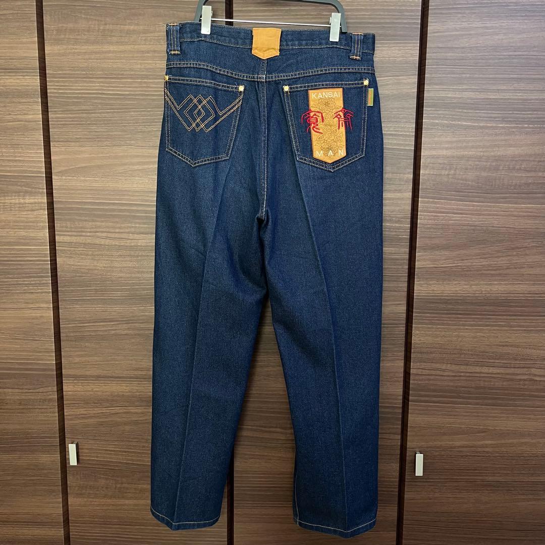 KANSAI MAN デニム セットアップ 刺繍 漢字 レーヨン混 希少 90s