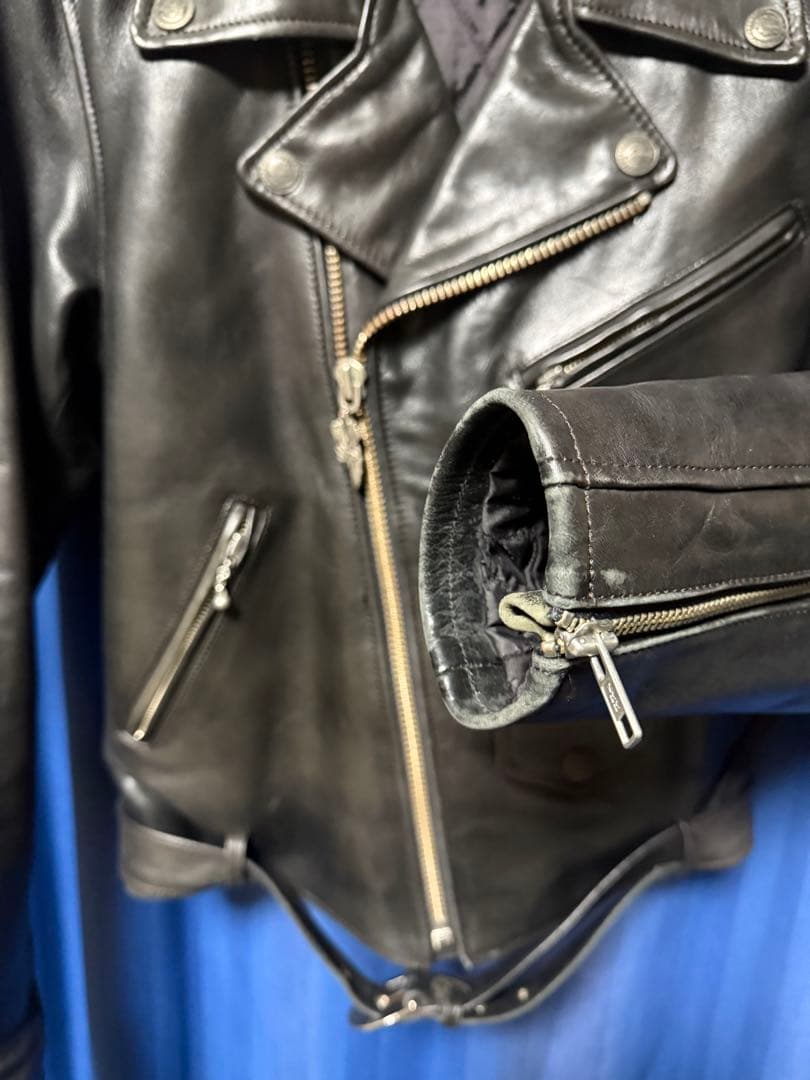 良い友達 BUY3S ハーレー 本革 牛革 ダブルレザージャケット L