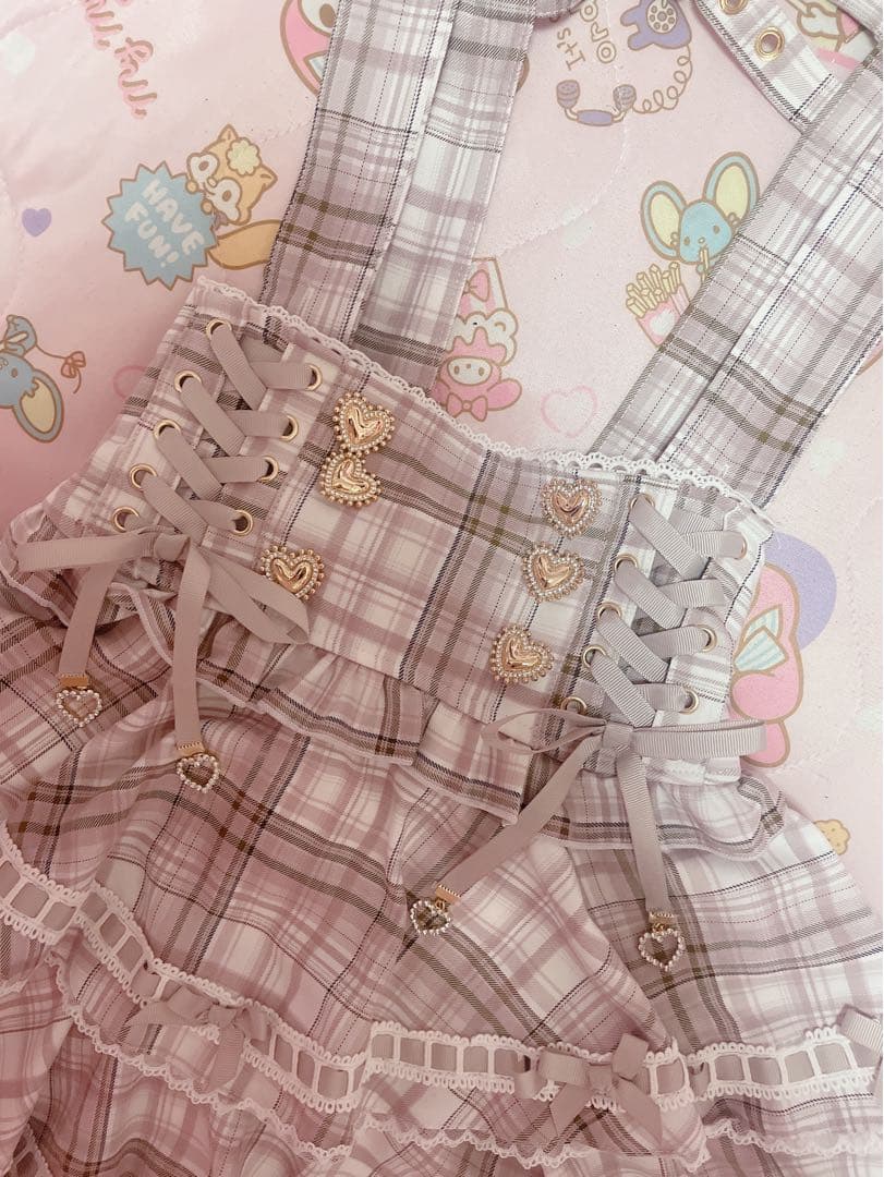 リズリサ♡ はしごリボンチェックティアードスカパン♡ピンク♡ - メルカリ