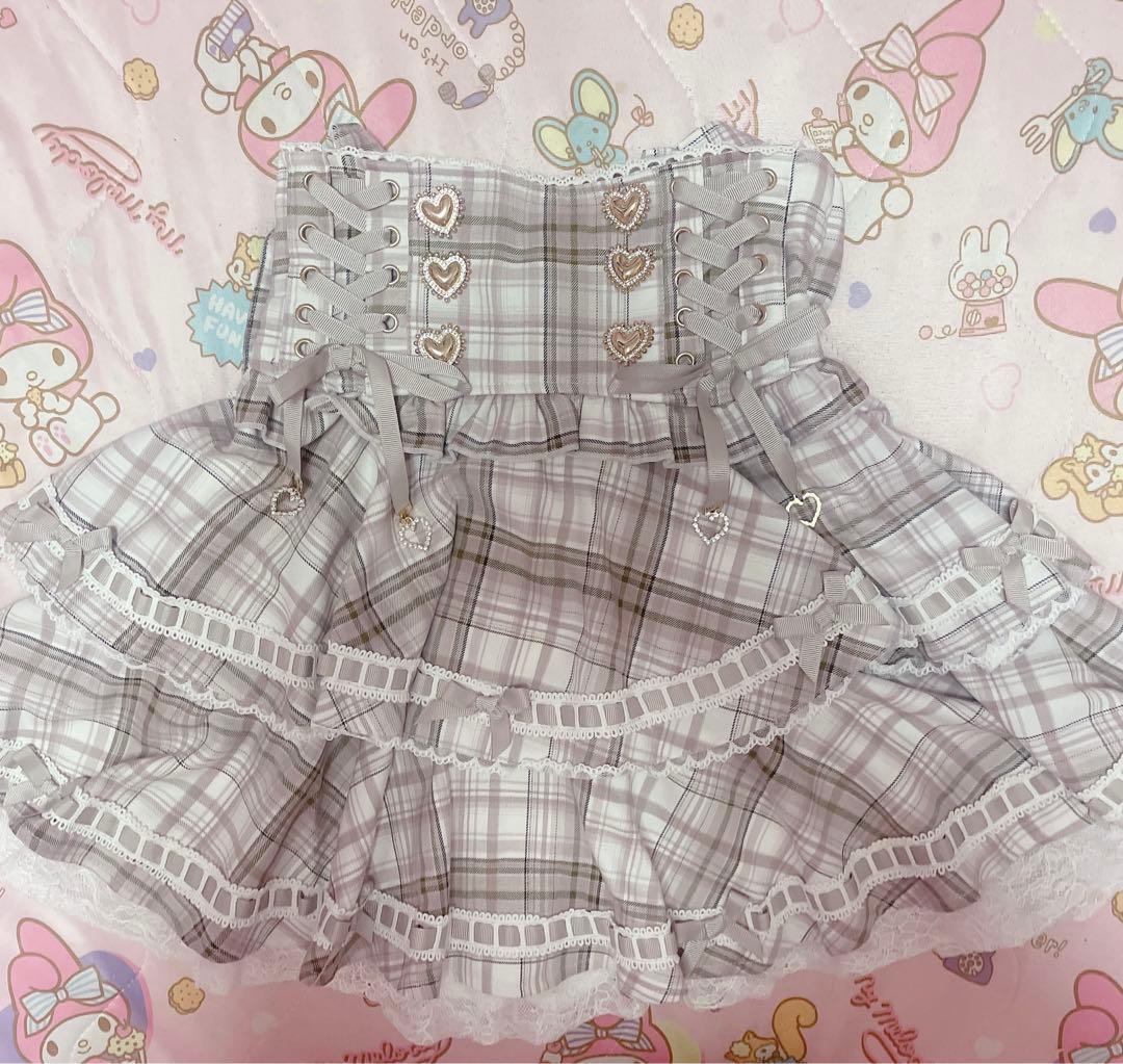 リズリサ♡ はしごリボンチェックティアードスカパン♡ピンク♡ - メルカリ