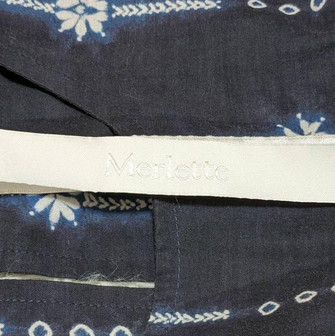 マーレット ソリマン SHIBORI ティアードワンピース ネイビー XS