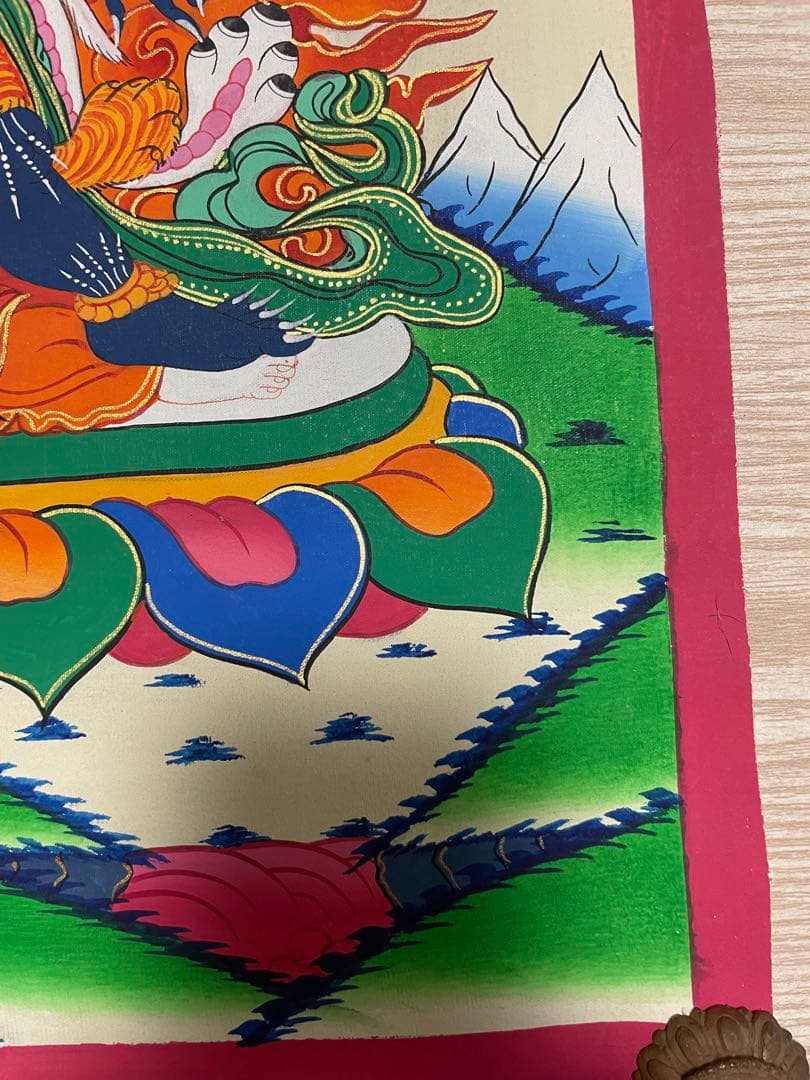 《 チベット密教　1点物 》 手描き　曼荼羅　マハーカーラ　大黒　仏教　密教　④