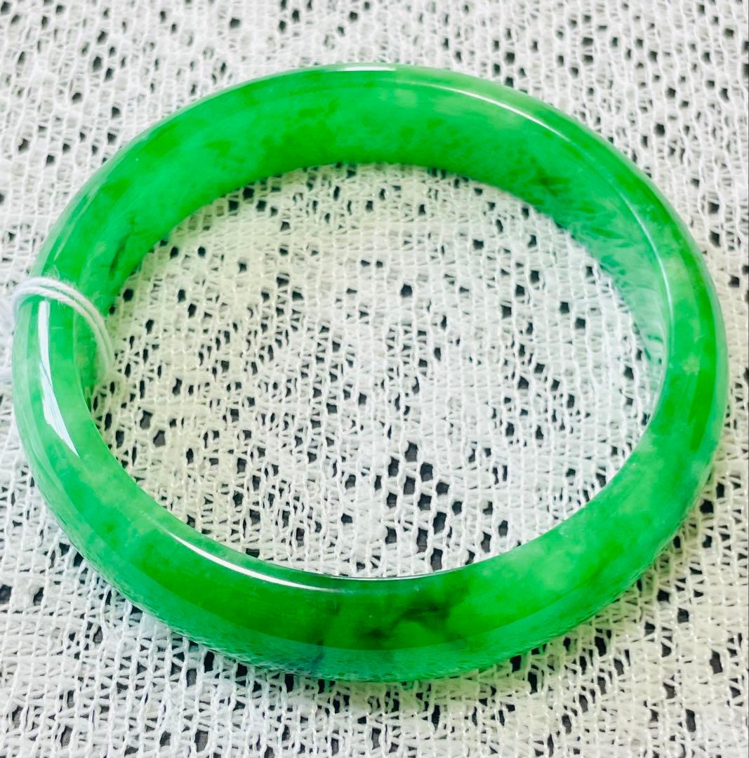 ミャンマー産 氷種 本翡翠 バングル内径58 49.6g 日本宝石科学証明書付き