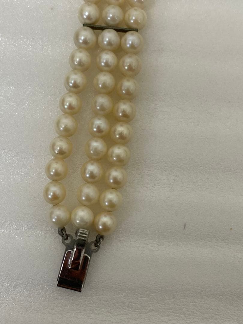 3-2967 本真珠　アコヤ真珠・3連ブレスレット　silver
