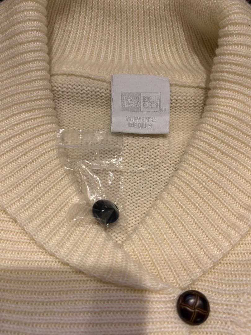 NEW ERA レディースM オフホワイト ショールカラー ニット セーター