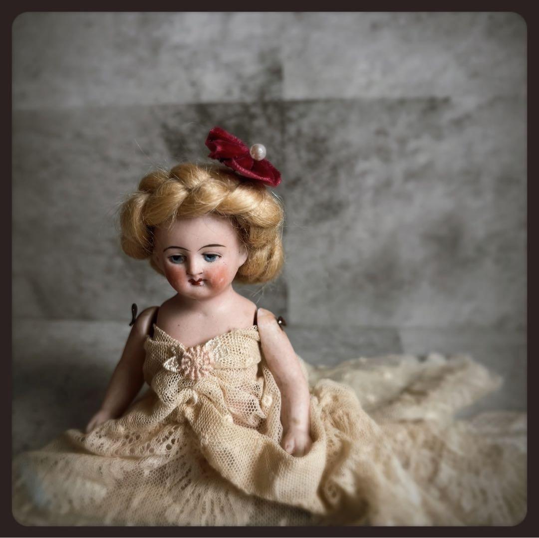 アンティーク 青い目の少女オールビスクドール ミニョネット