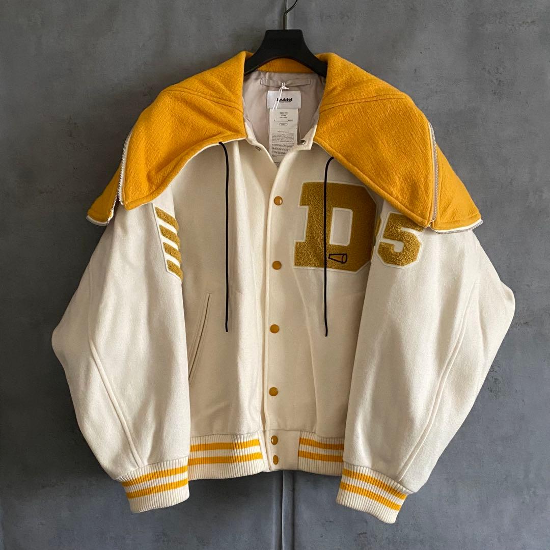 DOUBLET PETAL MOUTH HOOD VARSITY JACKET黄