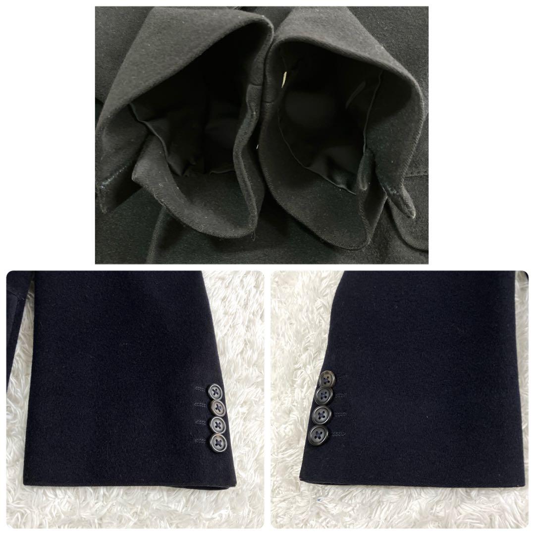 カシミヤ混✨バーバリーズ チェスターコート ロング ロング 比翼 濃紺 毛 M