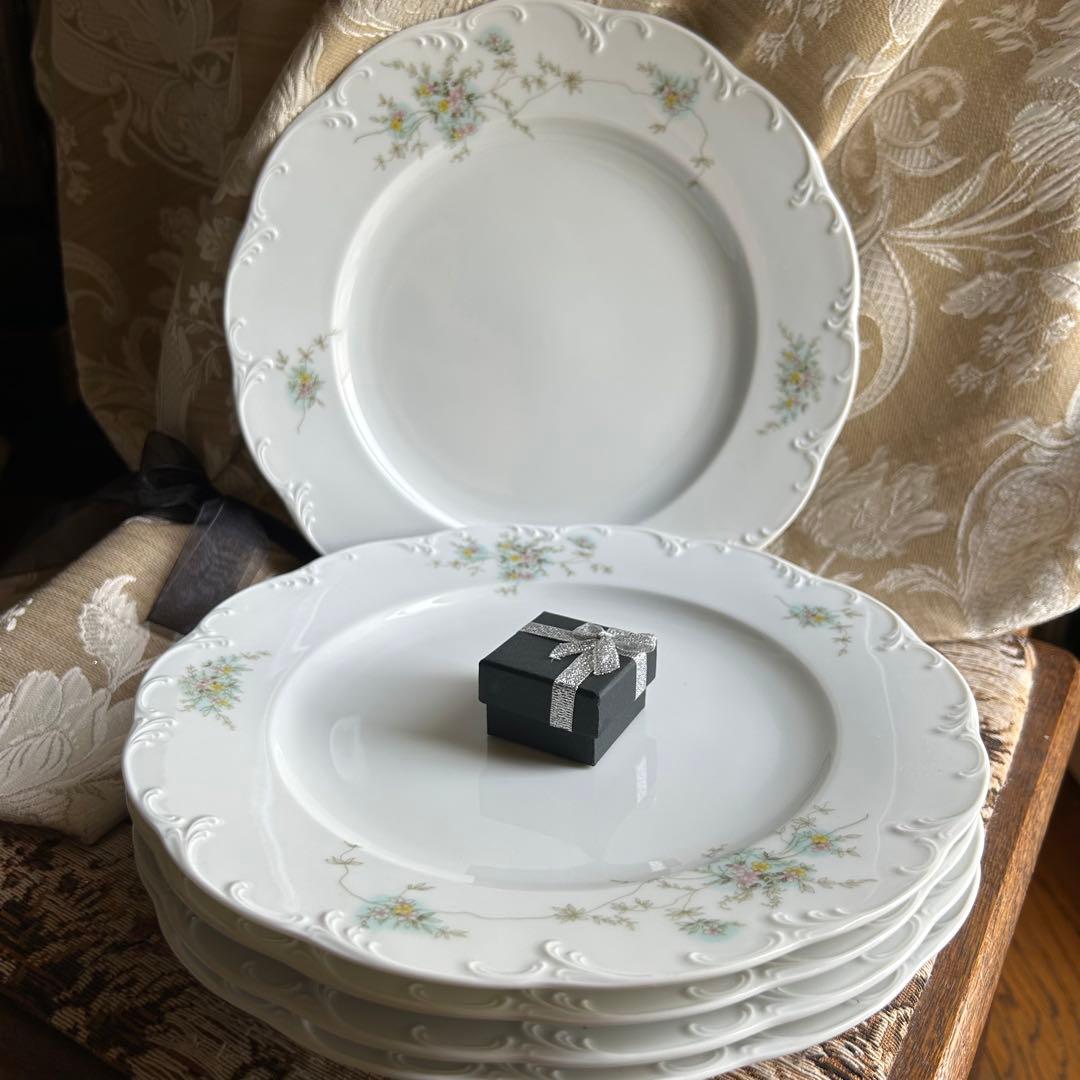 ドイツ製ROSENTHAL Catherine繊細なレリーフ花束プレート大皿5枚