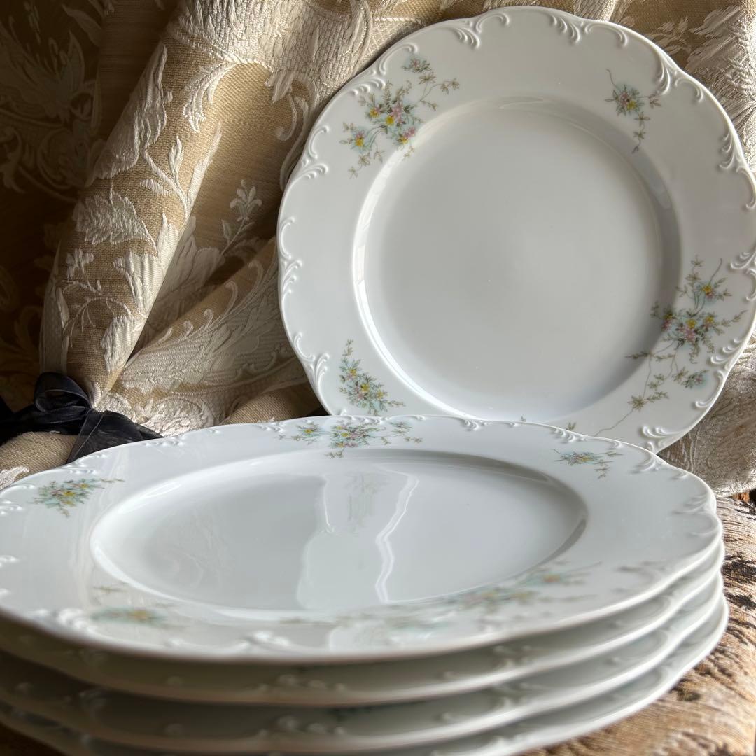 ドイツ製ROSENTHAL Catherine繊細なレリーフ花束プレート大皿5枚