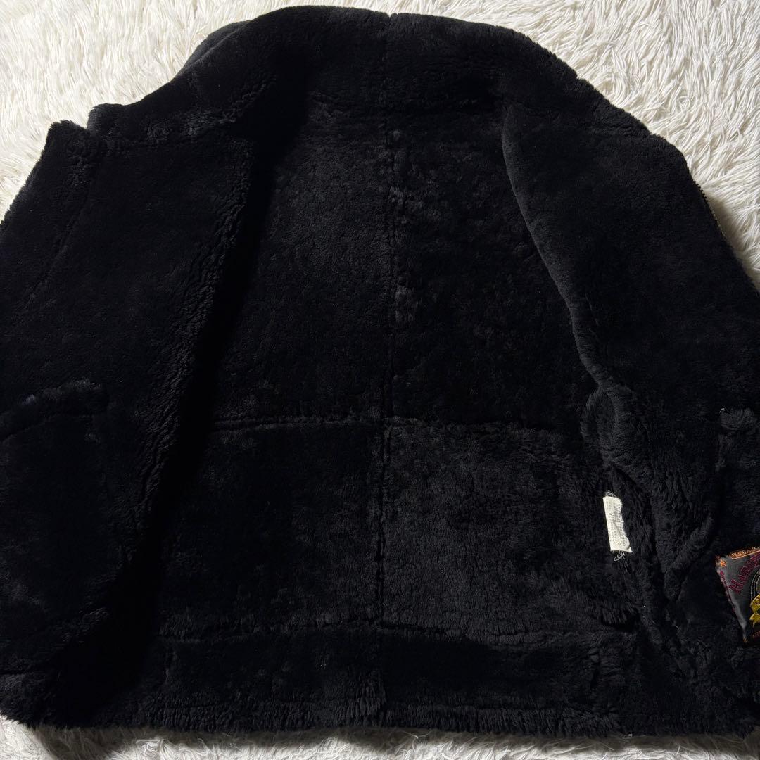 美品■ハラジュクマザー　フライトジャケット　B-3 羊革　ムートン　ブラック
