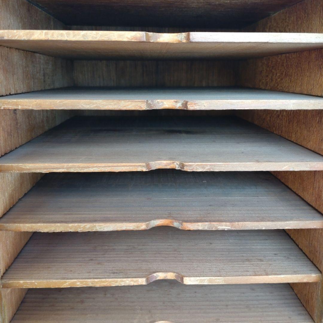 木製ラック 12段 引き出し付き カルテ棚　収納　アンティーク　ビンテージ