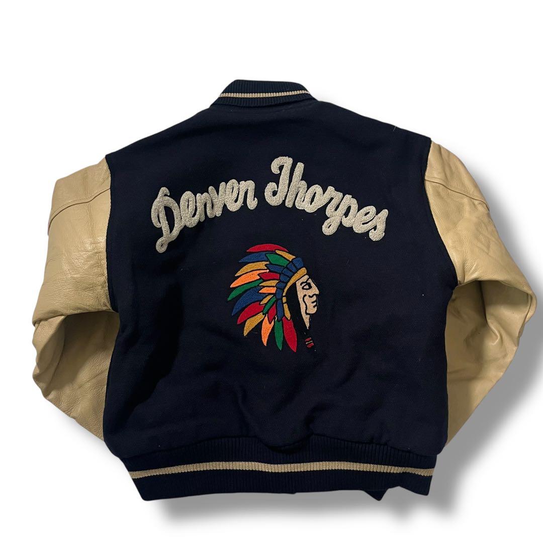 短丈 インディアン 刺繍 スタジャン アメカジ ヴィンテージ 90s 本革