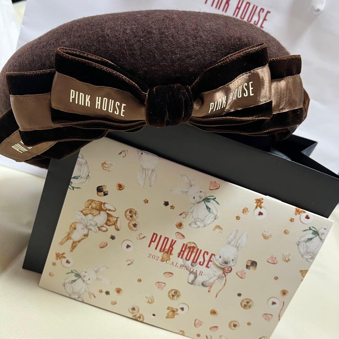 青木美沙子ピンクハウスコラボロゴリボンベレー帽