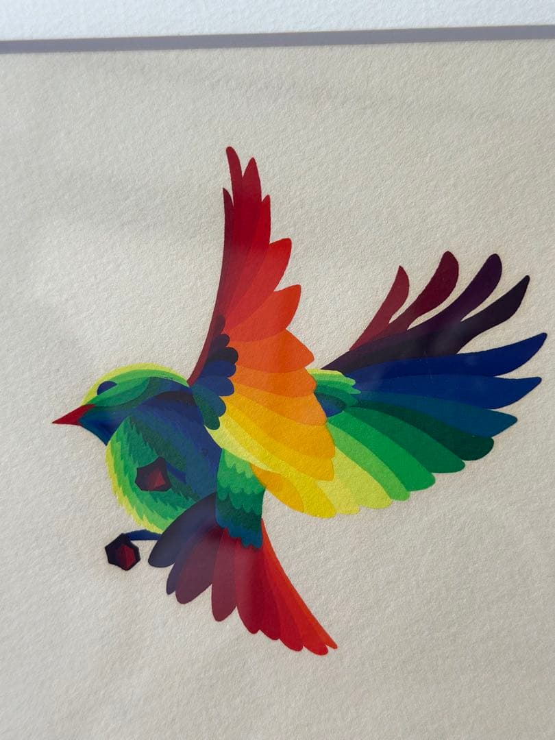 シルクスクリーン　AY-O 靉嘔（アイオー） 『はばたき』　世界的人気作家