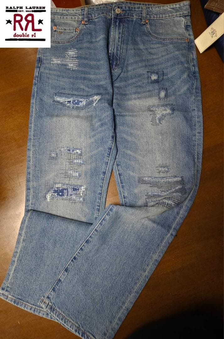 新品未使用】DOUBLE RRLダメージ加工デニムパンツ（34） - メルカリ