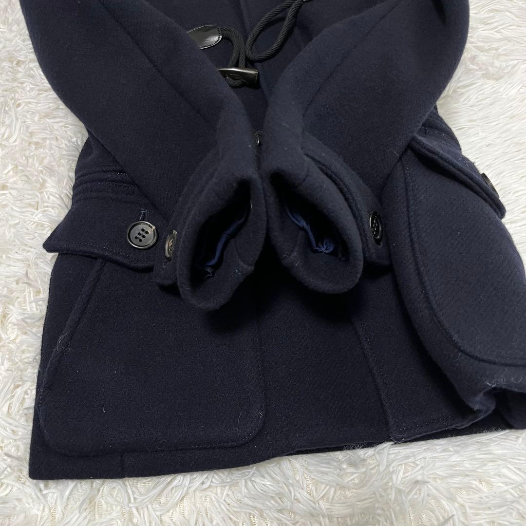 未使用タグ付き！ AKM ダブルメルトン ダッフルコート　フード付き　ネイビー