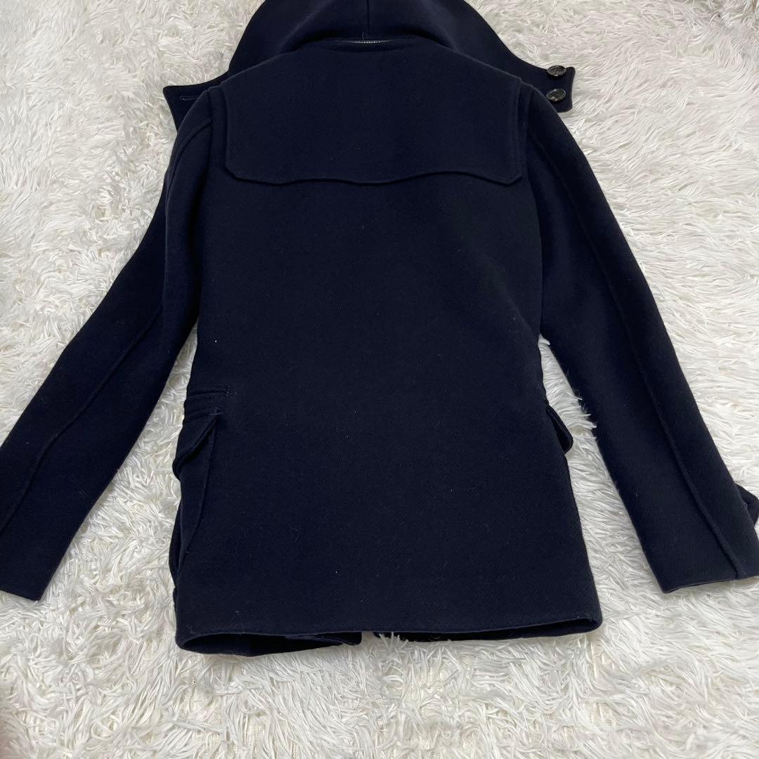 未使用タグ付き！ AKM ダブルメルトン ダッフルコート　フード付き　ネイビー