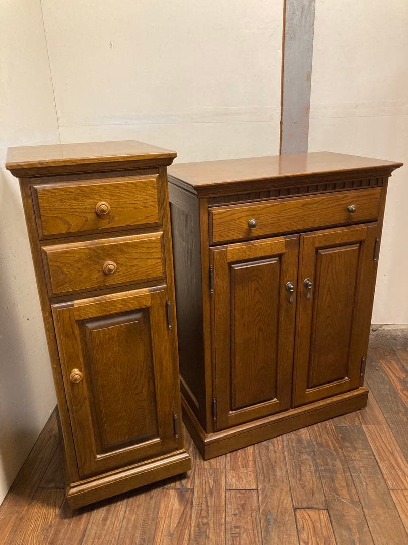 葉山家具 葉山ガーデン オーク材 スリムキャビネット キャスター付