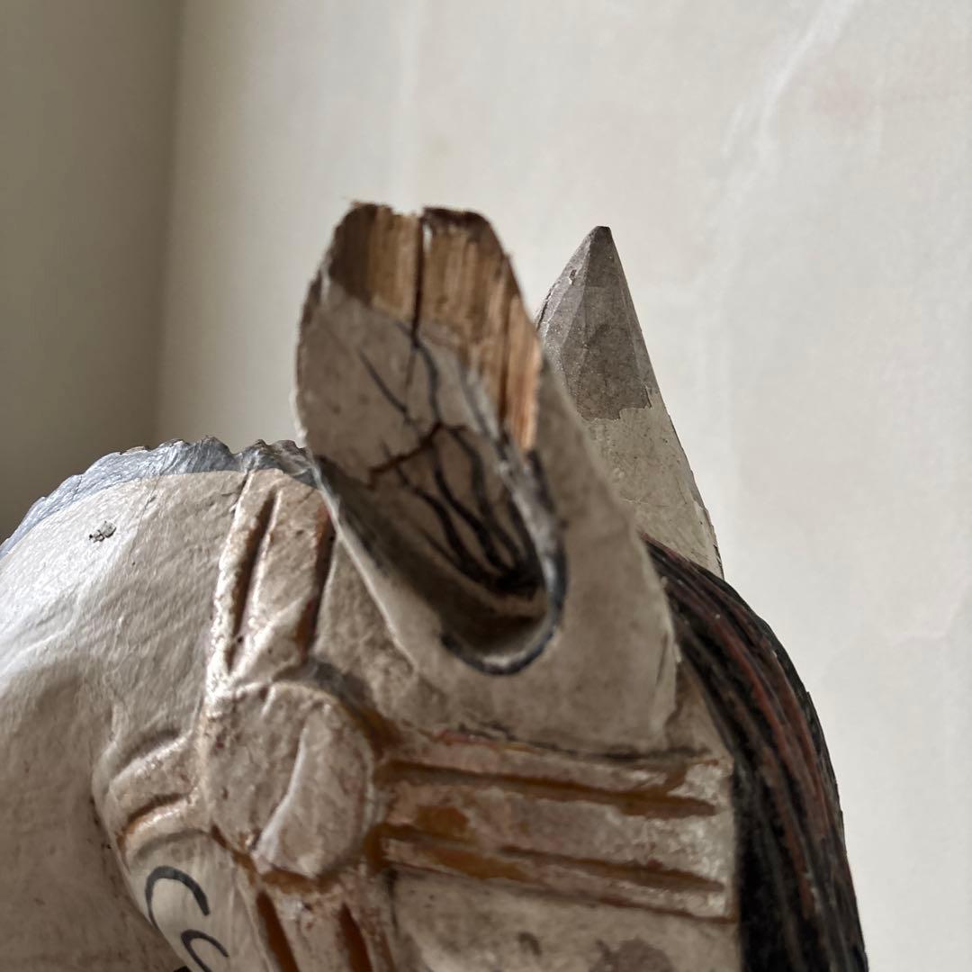 希少古い木の木馬　もくば　ロッキングホース　オブジェ　店舗什器　当時物　ジャンク