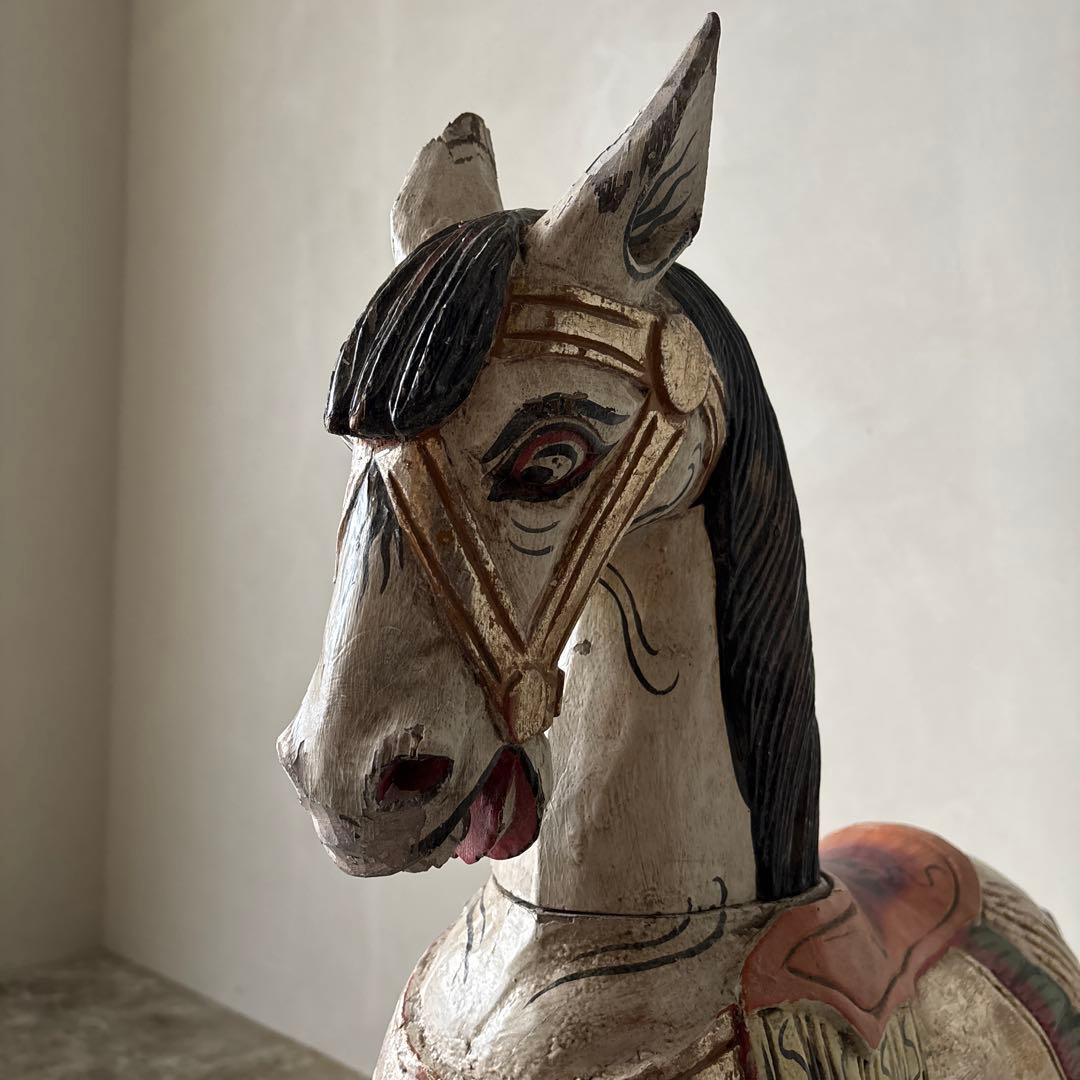 希少古い木の木馬　もくば　ロッキングホース　オブジェ　店舗什器　当時物　ジャンク