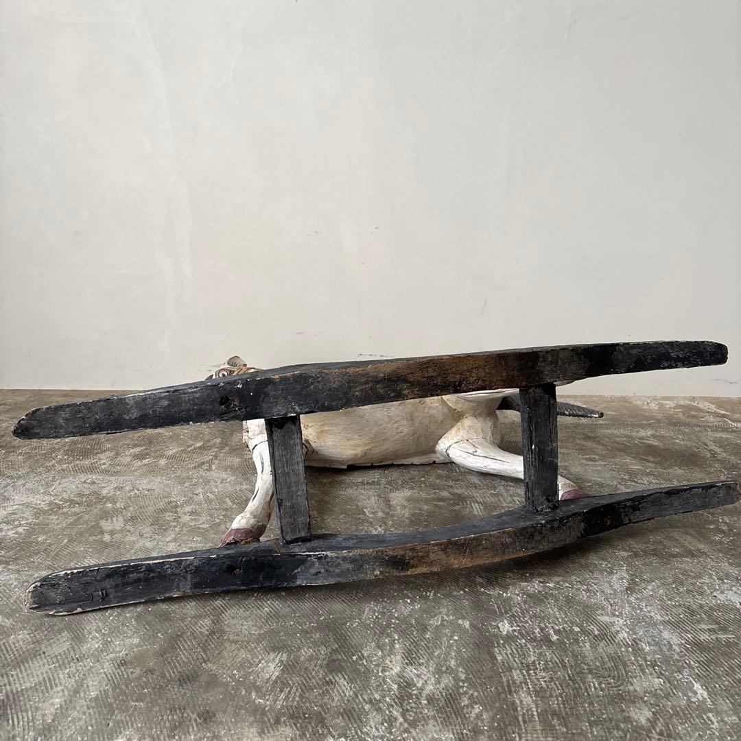 希少古い木の木馬　もくば　ロッキングホース　オブジェ　店舗什器　当時物　ジャンク