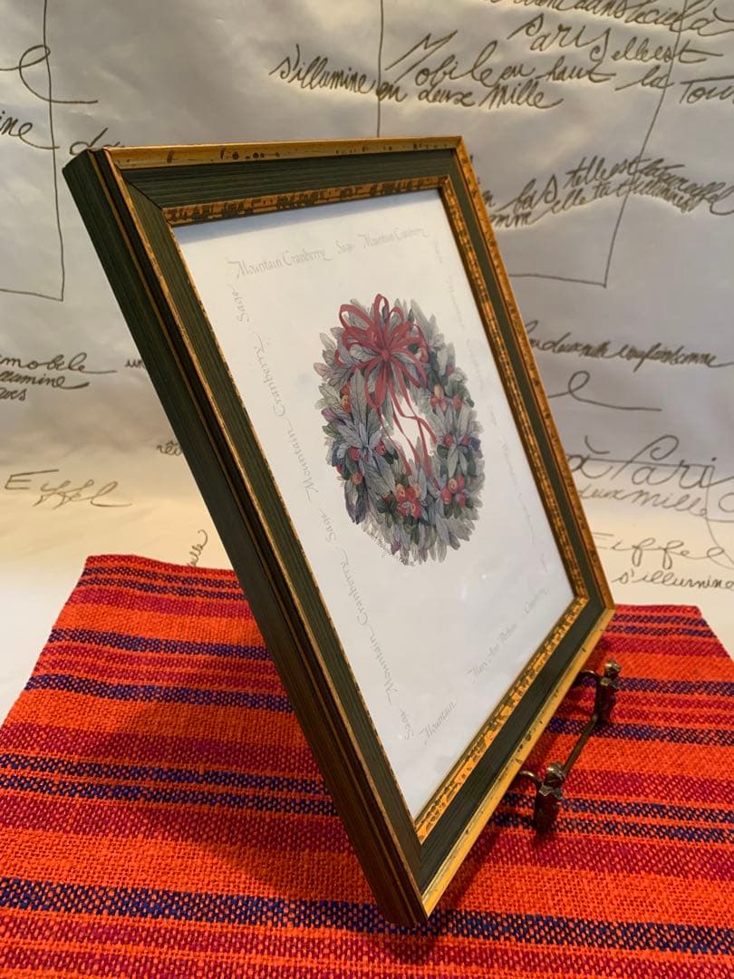 デンマーク製　雑貨　赤い実のリースの額とピューター四季セット　seringa様