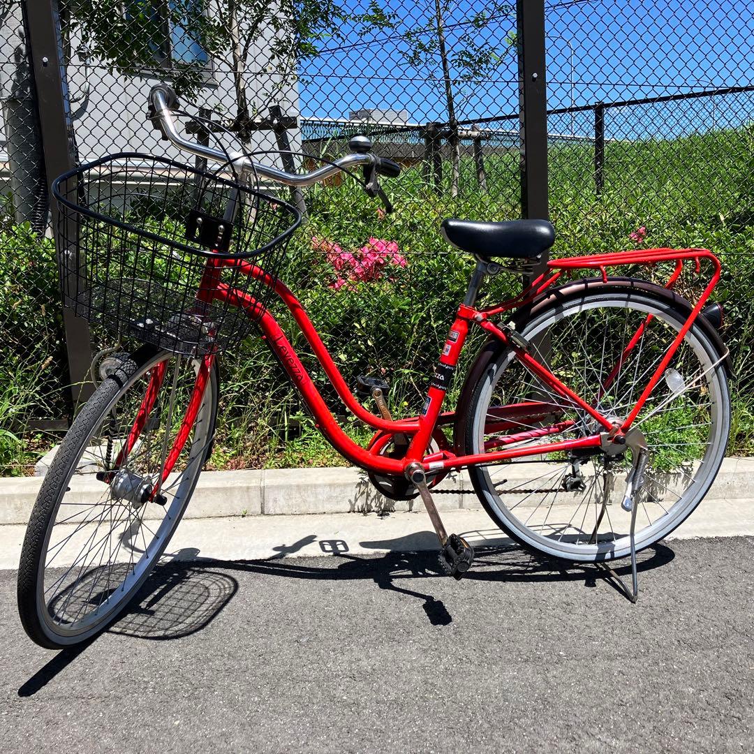 赤いママチャリ 26インチ ギア付き 引き取り限定 - メルカリ
