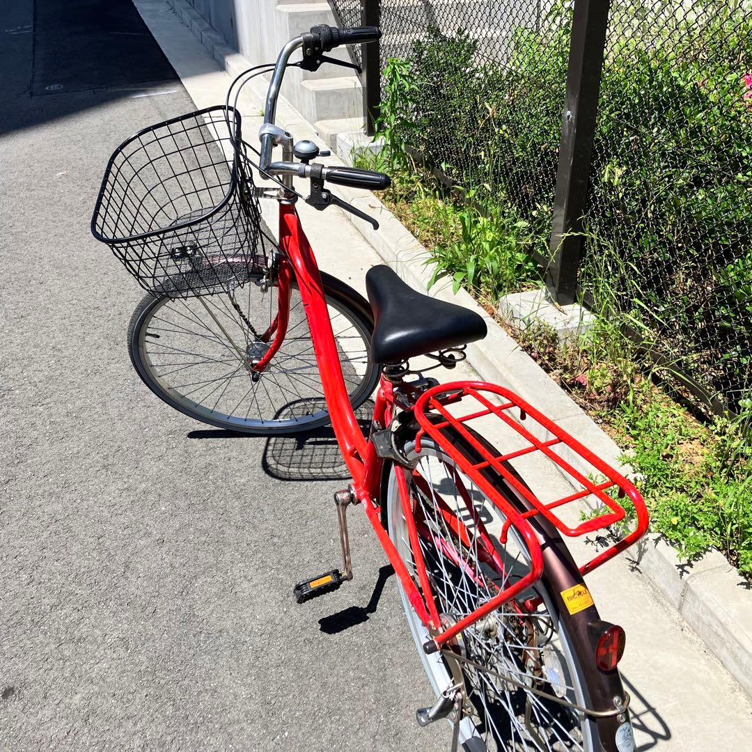 赤いママチャリ 26インチ ギア付き 引き取り限定 - メルカリ