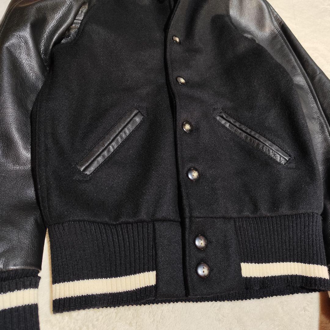 希少 USA製【 スクーカム 】✦ レザー 切替 スタジャン レターマン 黒