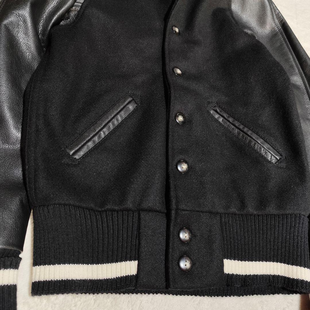 希少 USA製【 スクーカム 】✦ レザー 切替 スタジャン レターマン 黒