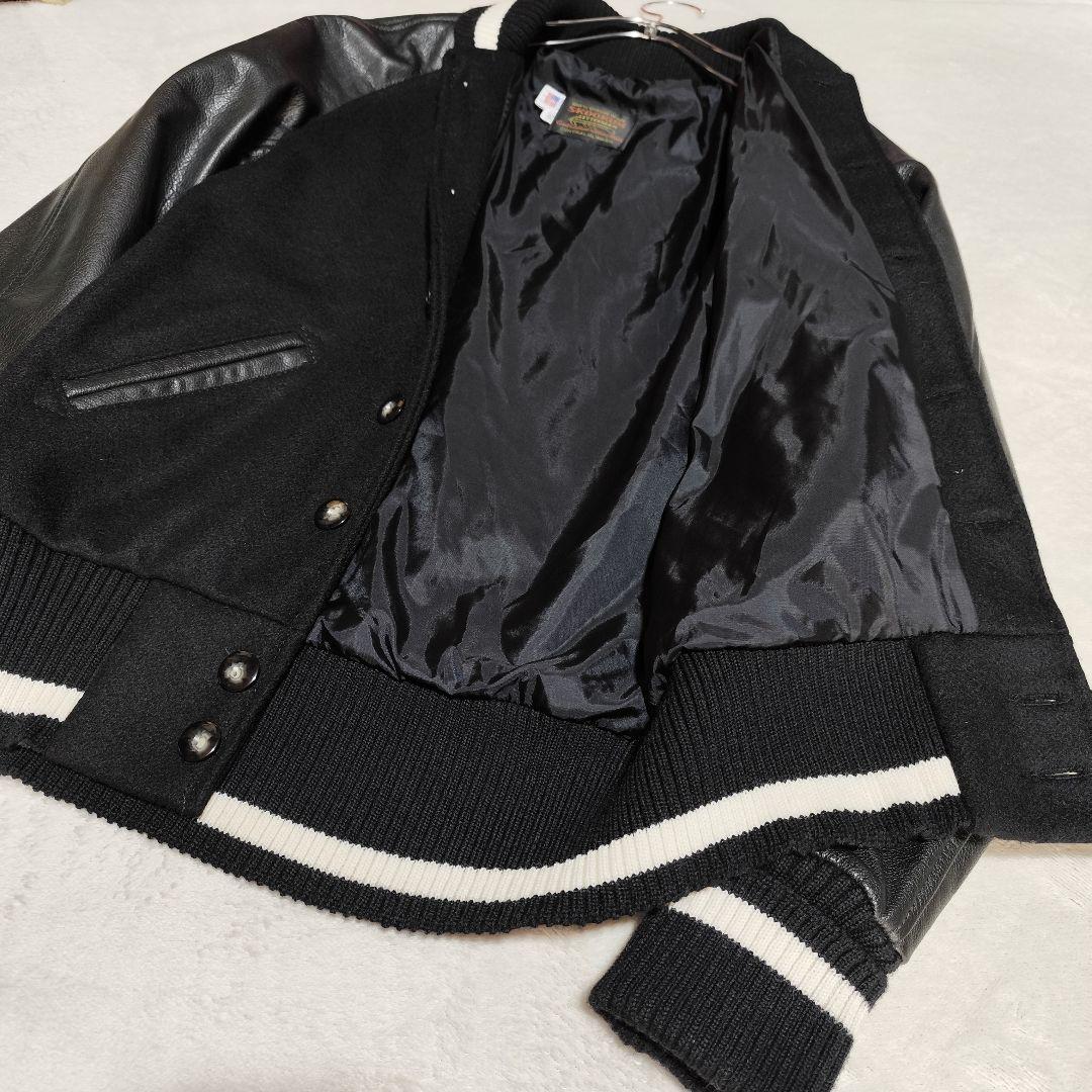 希少 USA製【 スクーカム 】✦ レザー 切替 スタジャン レターマン 黒