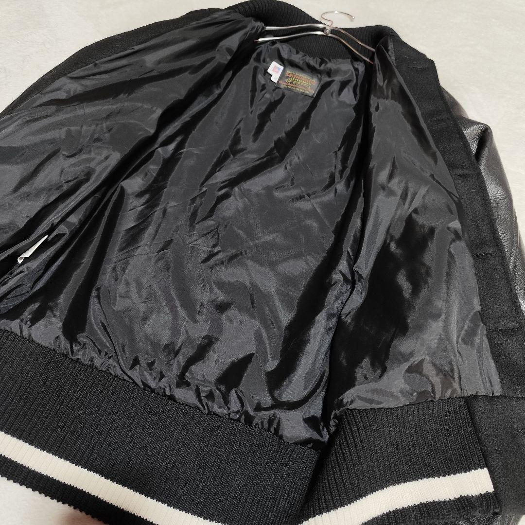 希少 USA製【 スクーカム 】✦ レザー 切替 スタジャン レターマン 黒