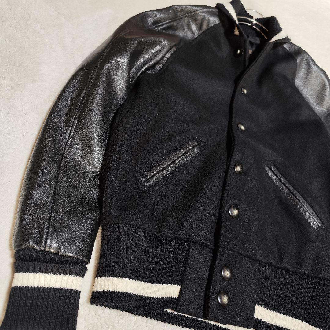 希少 USA製【 スクーカム 】✦ レザー 切替 スタジャン レターマン 黒