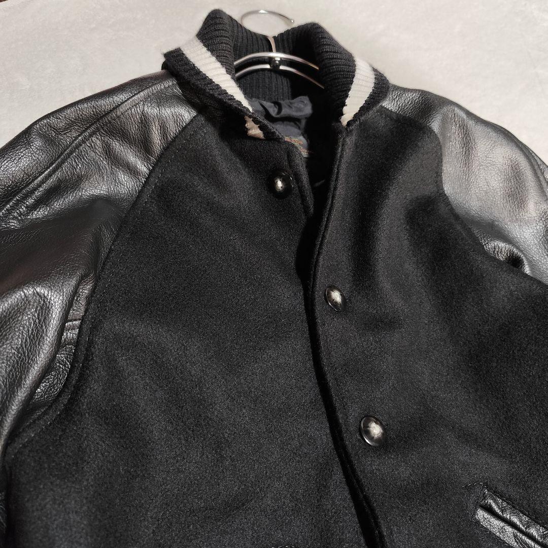 希少 USA製【 スクーカム 】✦ レザー 切替 スタジャン レターマン 黒