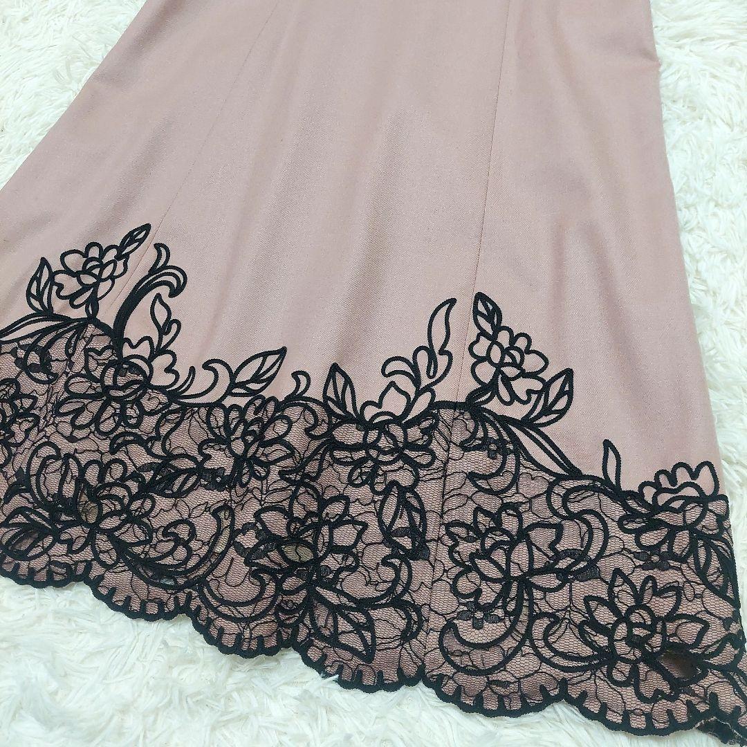 新品タグ付き ANAYI ウール 花柄 レース スカラップ ワンピース Aライン